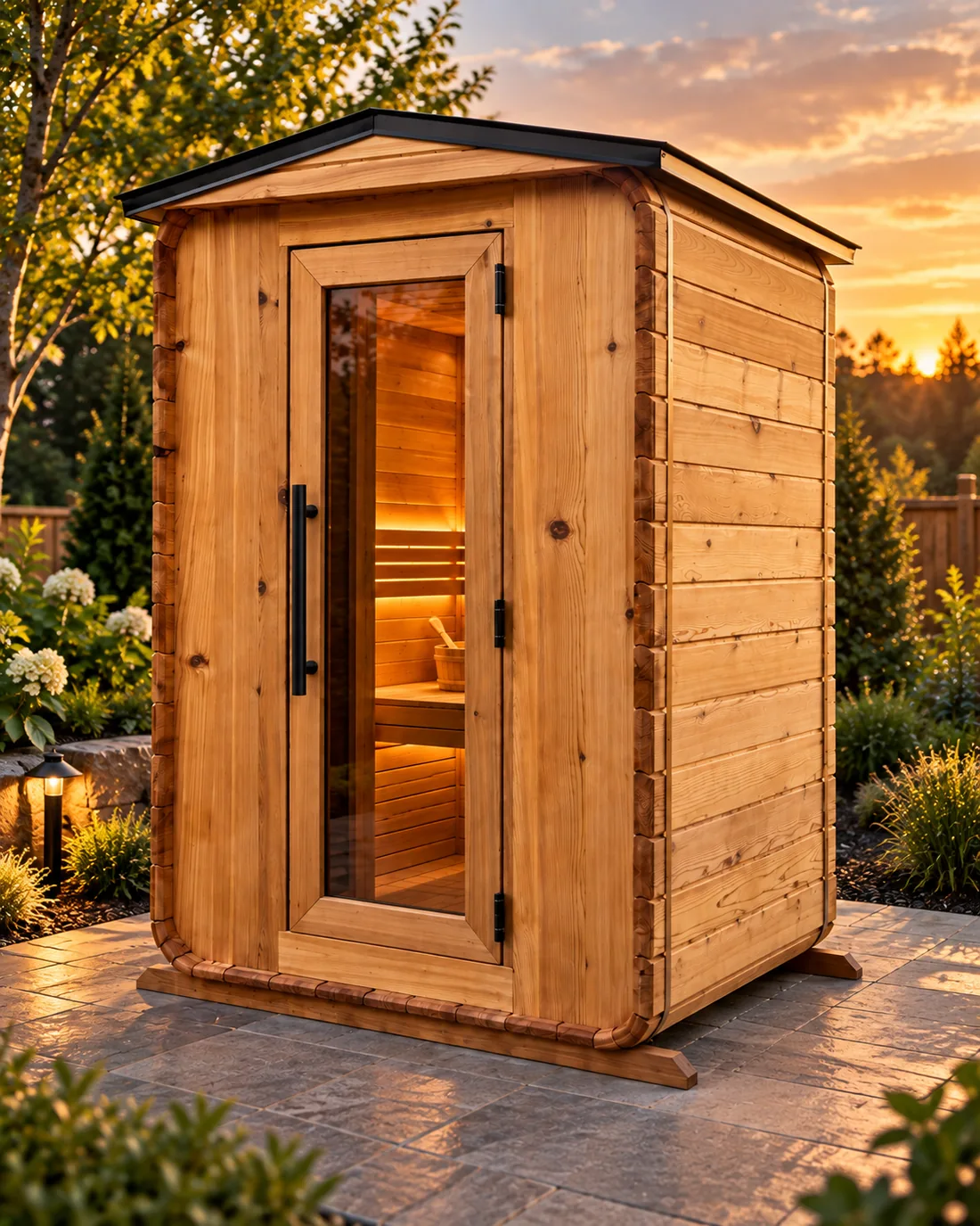 Ember Pod design inspiration showing cedar side staves and black roof