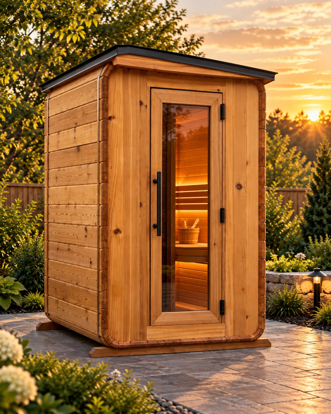 Ember Pod six-person design inspiration with glass entry and cedar walls